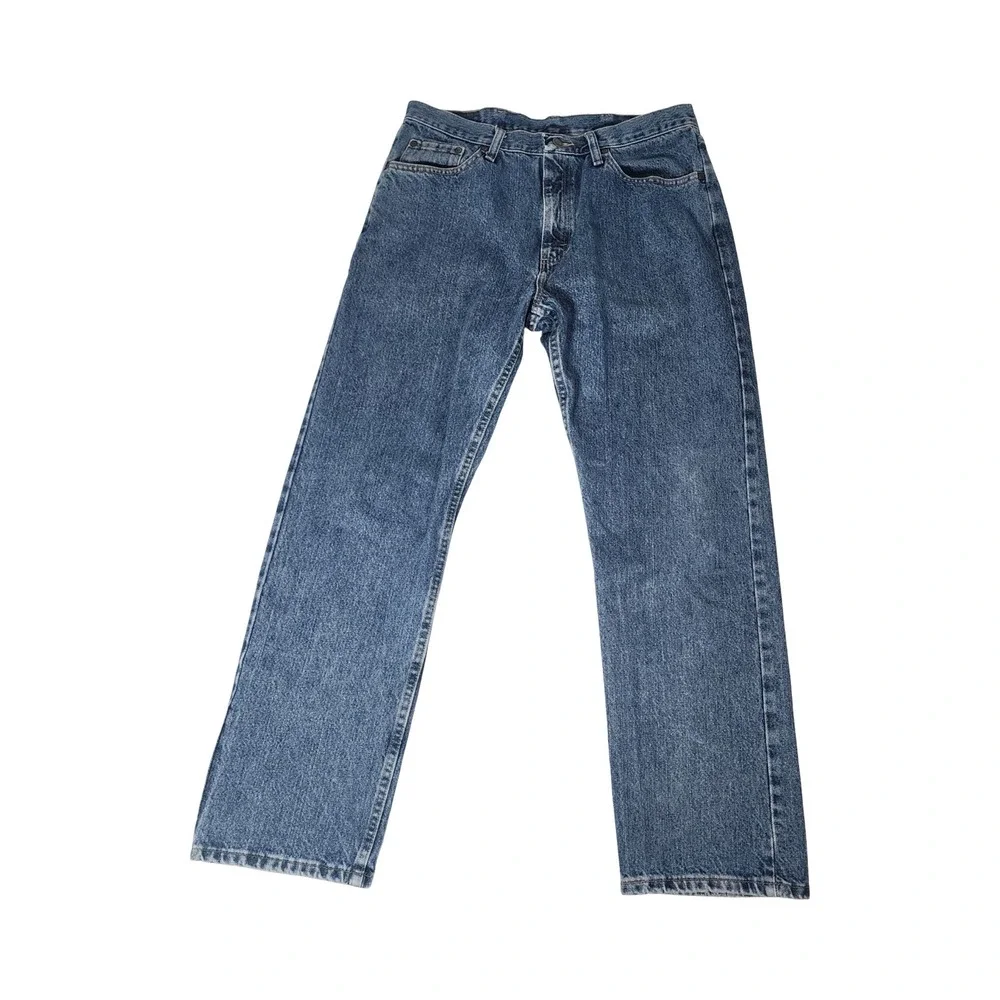Wrangler Mens Regular Fit Straight Leg Jeans Medium Wash Blue 34x30 96501DS